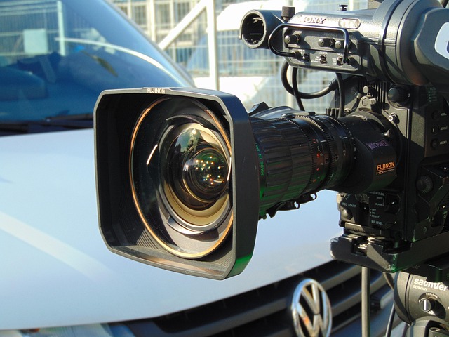 broadcast camera in television studio