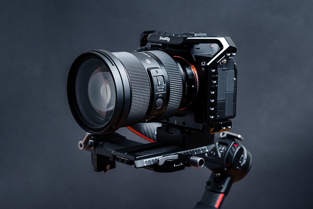 professional video camera on tripod with shot list